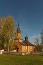 Orthodox church in Mostowlany in autumn. In the Podlachia region in Poland. Podlasie, Poland.