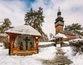 Old orthodox wooden church in winter Royalty Free Stock Photo