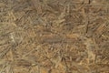 Old OSB boards are made of brown wood chips sanded into a wooden background. Top view of OSB wood veneer chipboard background, ti Royalty Free Stock Photo