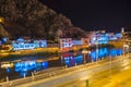 Old Ottoman houses evening colorful lights view by the Yesilirmak River in Amasya City. Amasya is populer tourist destination