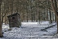 Old outhouse in the winter