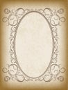 Old oval frame with the blacked out edges and a blank space for text. Retro vintage greeting card, invitation or template for Royalty Free Stock Photo