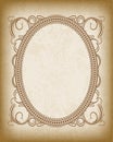 Old oval frame with the blacked out edges and a blank space for text. Retro vintage greeting card, invitation or template for Royalty Free Stock Photo