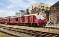 Old & overcrowded commuter diesel train in Colombo City centre Sri Lanka Royalty Free Stock Photo