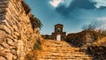 Old overgrown grass stairs leading to the church Royalty Free Stock Photo