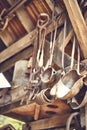 Old and oxide tools in a farm