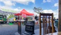 Old Packhouse Market stalls Kerikeri New Zealand. Royalty Free Stock Photo