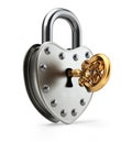 Old padlock with gold key Royalty Free Stock Photo