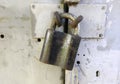 Old padlock, iron door lock, rusty, security