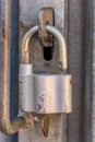 Open padlock for secure closure of a shed Royalty Free Stock Photo