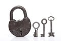 Old padlock and keys Royalty Free Stock Photo