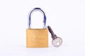 old padlock or master key and key on white background tool isolated Royalty Free Stock Photo