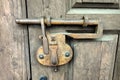 Old Padlock on Wood Door