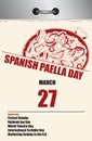 Old page calendar Spanish Paella Day