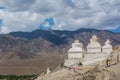 Old pagodas with mountain view at Shey Palace.