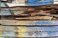 Old Paint Blue And Yellow Color On A Dirty Wooden Surface Royalty Free Stock Photo