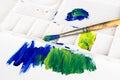 Old paint brush and palette Royalty Free Stock Photo