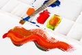 Old paint brush and palette Royalty Free Stock Photo