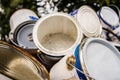 Old paint buckets industy painter Royalty Free Stock Photo