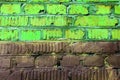 Old painted brick wall brown and green colors. Abstract background Royalty Free Stock Photo