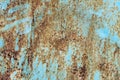 Old painted metal that started to rust. Background. Royalty Free Stock Photo