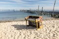 Old painted piano on beach in Provincetown in Cape Cod