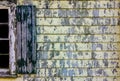 Old Painted Shingle Wall with Window and Shutter Royalty Free Stock Photo