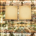 Old painted wooden plank with paper card Royalty Free Stock Photo