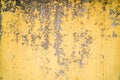 Old painted yellow wall with the cracked paint Royalty Free Stock Photo