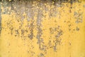 Old painted yellow wall with the cracked paint Royalty Free Stock Photo