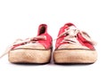 Old pair of red sneakers Royalty Free Stock Photo