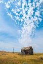 Old Pairie Cabin, Farm, Clouds