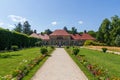 Old palace with fountain and garden in park at Hermitage (Eremitage) Museum in Bayreuth, Bavaria, Germany Royalty Free Stock Photo