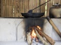 Old pan boils on stove