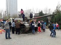 Old panzer in the square