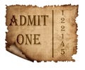 Old paper admission ticket Royalty Free Stock Photo