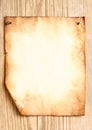 Old paper attached to wooden wall Royalty Free Stock Photo