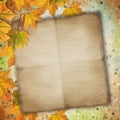 Old paper with autumn leaves Royalty Free Stock Photo