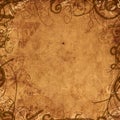 Old paper background with floral ornament Royalty Free Stock Photo