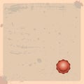 Old paper background with stamp. Antique paper page with Wax stamp seal and space for text. Jpeg illustration