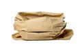 Old Paper Bag Isolated, Crumpled Disposable Ecology Container, Wrinkled Paperbag, Kraft Paper Bag Royalty Free Stock Photo