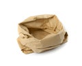 Old Paper Bag Isolated, Crumpled Disposable Ecology Container, Wrinkled Paperbag, Kraft Paper Bag Royalty Free Stock Photo