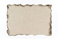 Old Paper with burned edges on white background. Royalty Free Stock Photo