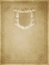 Vintage paper background with decorative border and frame