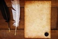 Old paper with feather and ink Royalty Free Stock Photo