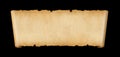 Old paper horizontal banner. Parchment scroll isolated on black Royalty Free Stock Photo