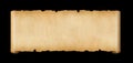 Old paper horizontal banner. Parchment scroll isolated on black Royalty Free Stock Photo