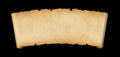 Old paper horizontal banner. Parchment scroll isolated on black Royalty Free Stock Photo