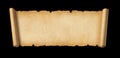 Old paper horizontal banner. Parchment scroll isolated on black Royalty Free Stock Photo