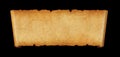 Old paper horizontal banner. Parchment scroll isolated on black Royalty Free Stock Photo